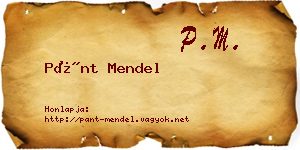 Pánt Mendel névjegykártya